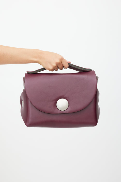 Maison Margiela Burgundy & Silver Leather Padded Bag