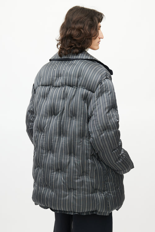 Maison Margiela Grey & Navy Striped Quilted Puffer