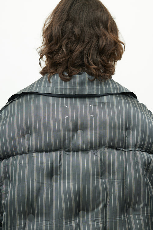 Maison Margiela Grey & Navy Striped Quilted Puffer