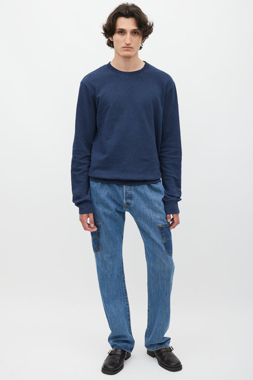 Maison Margiela Navy & Brown Elbow Patch Sweatshirt