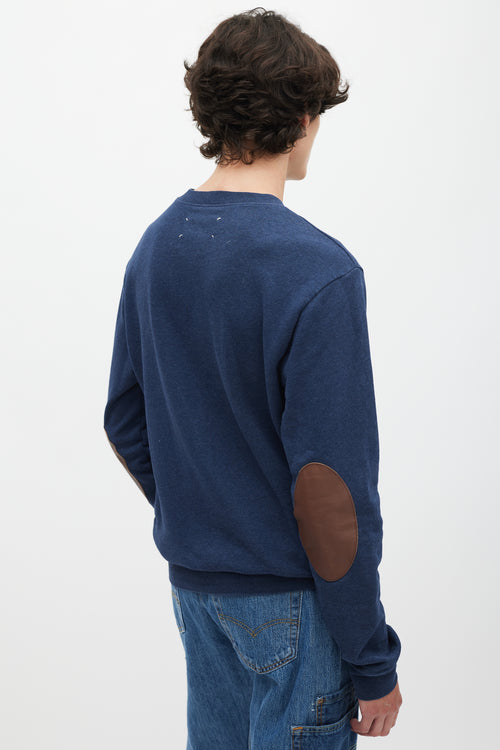 Maison Margiela Navy & Brown Elbow Patch Sweatshirt