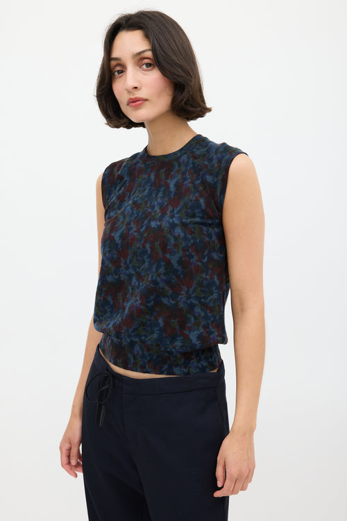 Maison Margiela Blue & Multicolour Dyed Wool Vest