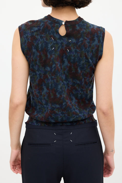 Maison Margiela Blue & Multicolour Dyed Wool Vest