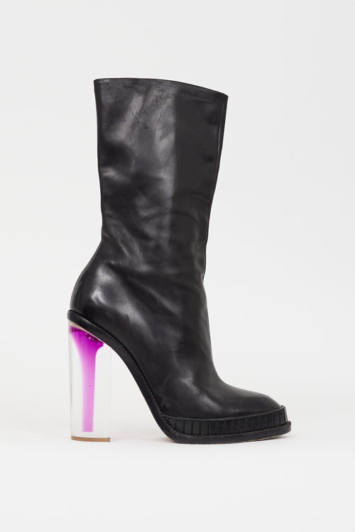 Maison Margiela Black & Purple Leather & Lucite Boot