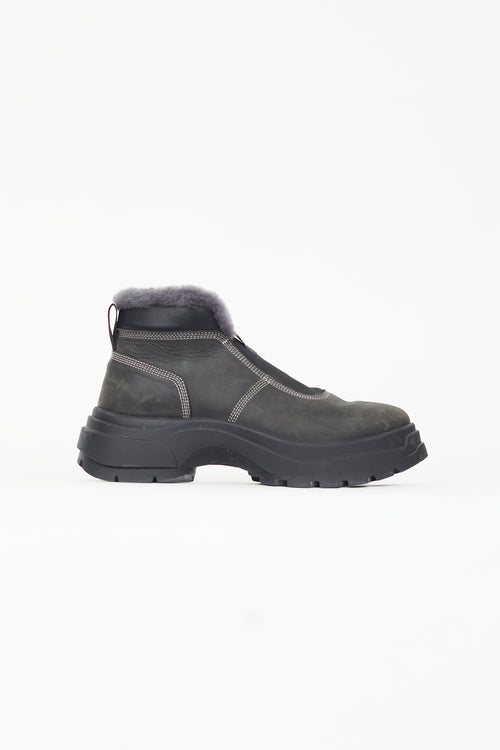 Maison Margiela Black Suede & Shearling Ankle Boot
