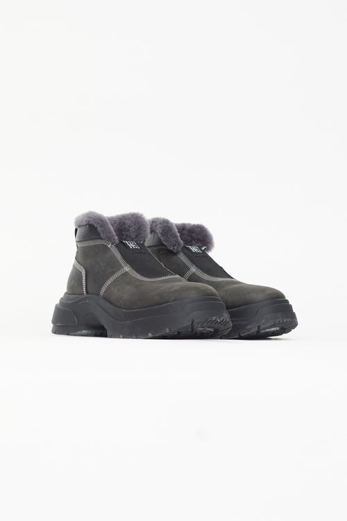 Maison Margiela Black Suede & Shearling Ankle Boot