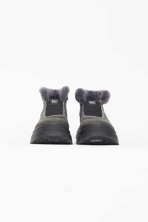 Maison Margiela Black Suede & Shearling Ankle Boot