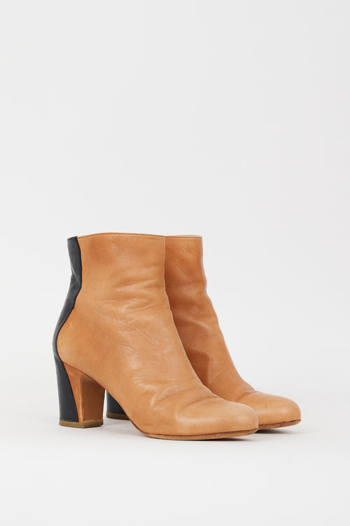 Maison Margiela Brown & Black Leather Zipped Ankle Boot