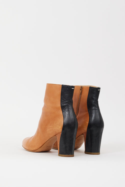 Maison Margiela Brown & Black Leather Zipped Ankle Boot