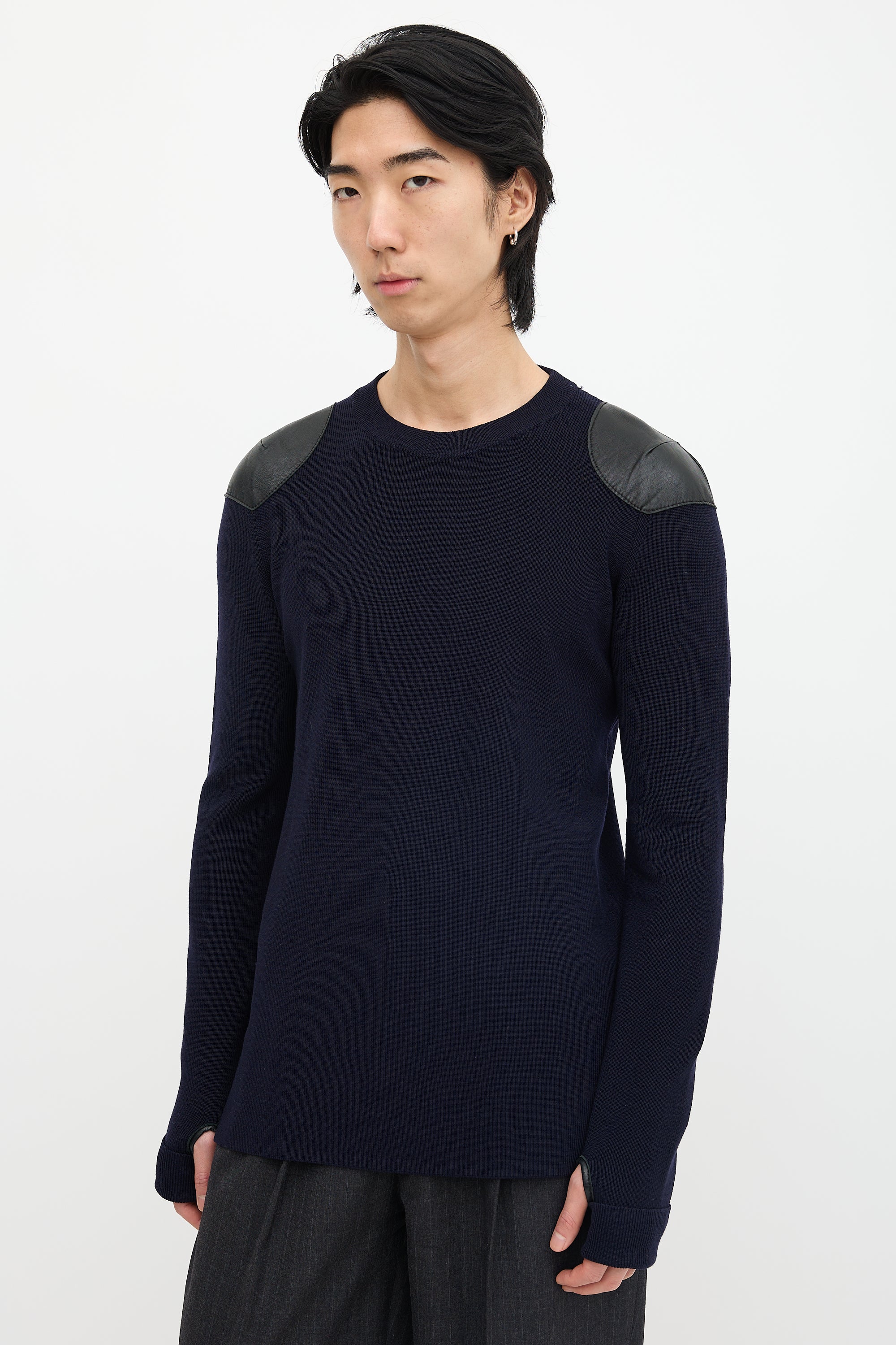 FW 2015 Leather Panel Sweater