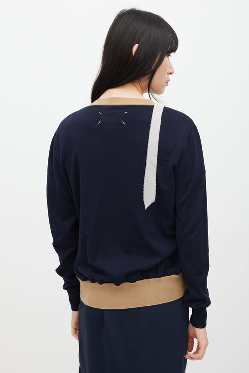 Maison Margiela Navy & Multi Wool & Silk Trim Cardigan