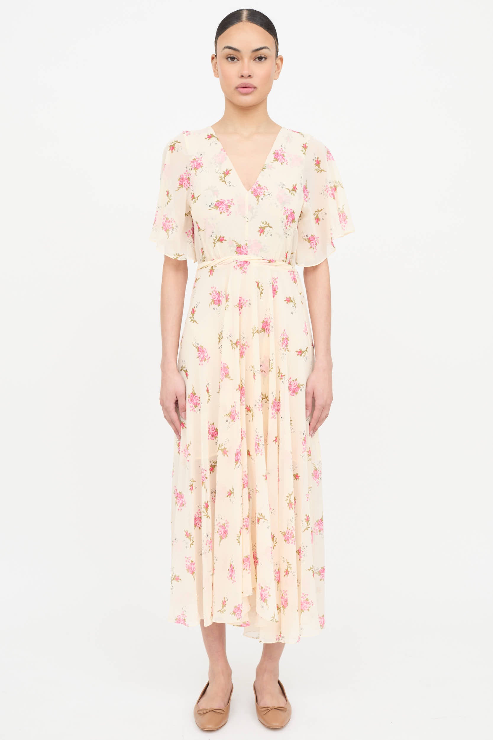 Maje Floral Pleated Dress