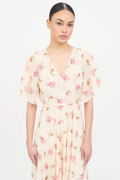 Maje Floral Pleated Dress