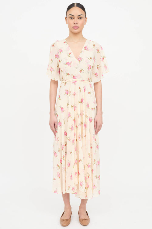 Maje Floral Pleated Dress