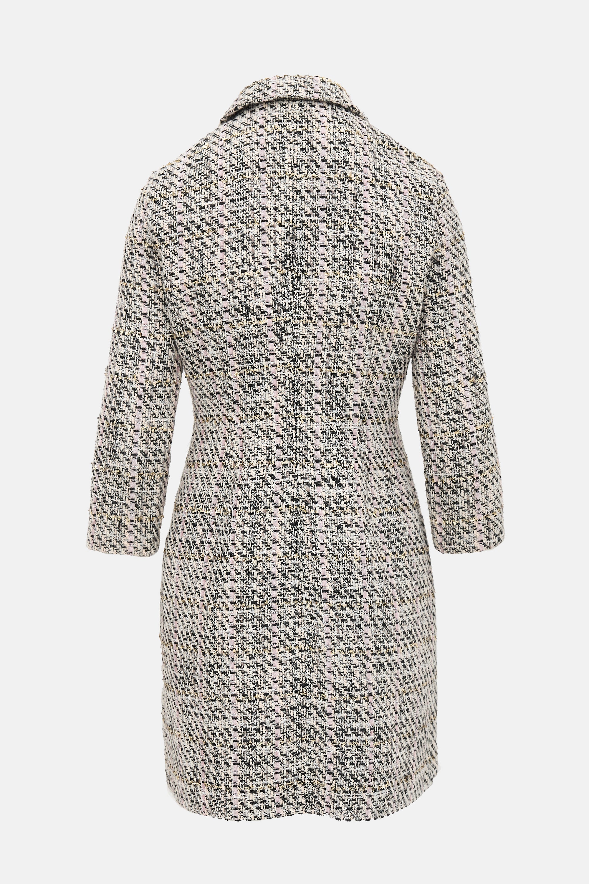 Maje Metallic Tweed Button Up Dress