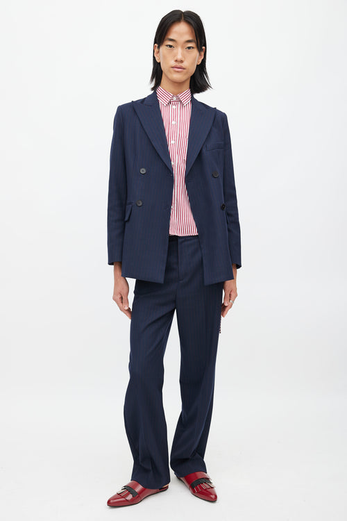 Maje Navy & Burgundy Stripes Suit