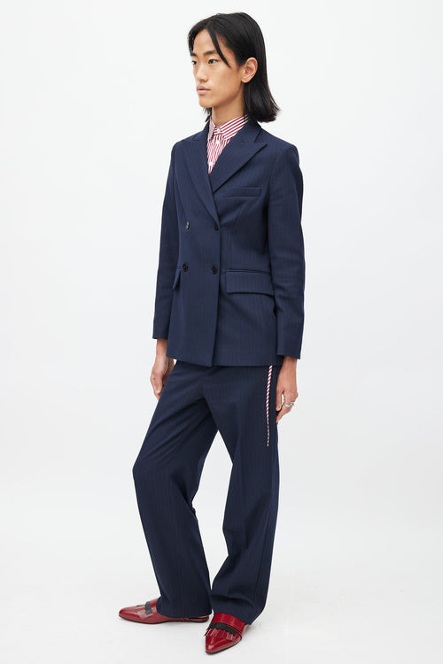 Maje Navy & Burgundy Stripes Suit