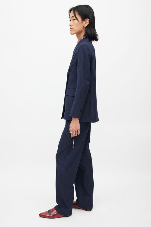 Maje Navy & Burgundy Stripes Suit
