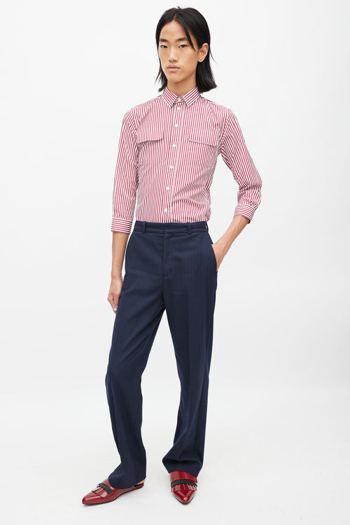 Maje Navy & Burgundy Stripes Suit