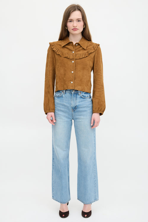 Maje Suede Bendrie Ruffle Shirt