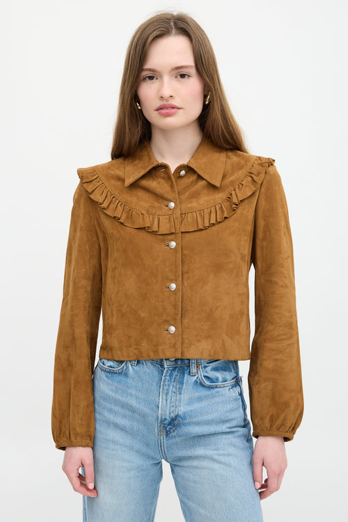 Maje Suede Bendrie Ruffle Shirt