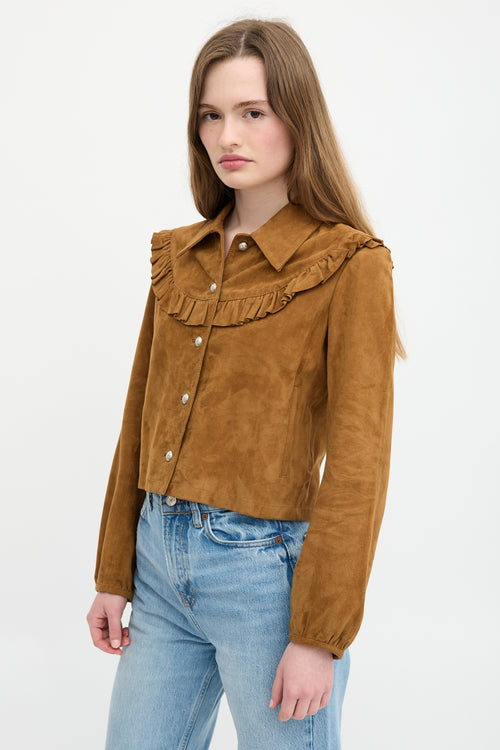 Maje Suede Bendrie Ruffle Shirt