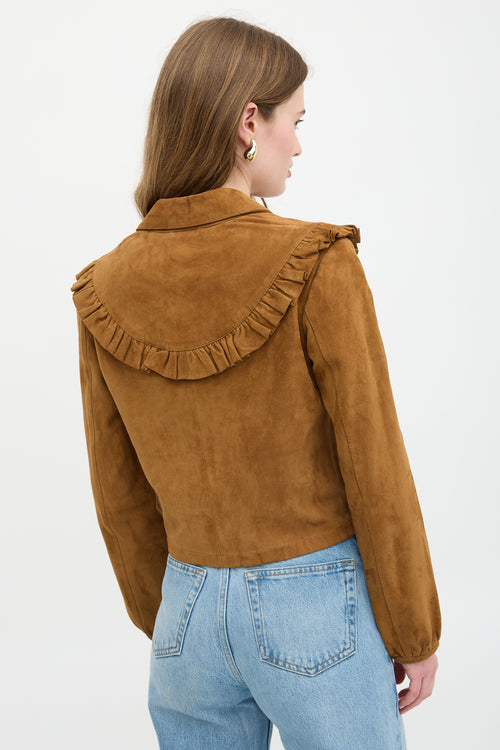 Maje Suede Bendrie Ruffle Shirt