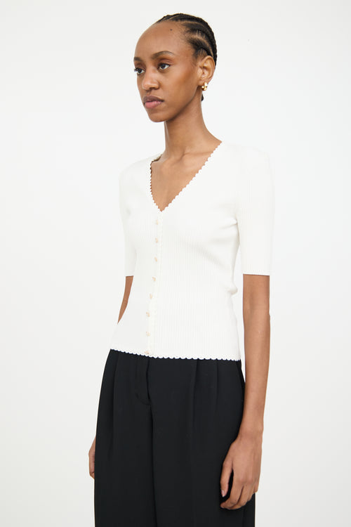 Maje White Ribbed Top