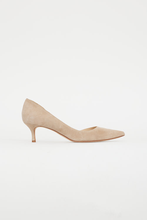 Manolo Blahnik Beige Suede D'Orsay Pump