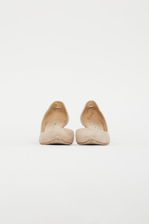 Manolo Blahnik Beige Suede D'Orsay Pump