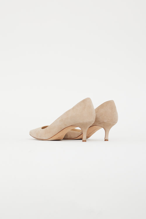 Manolo Blahnik Beige Suede D'Orsay Pump
