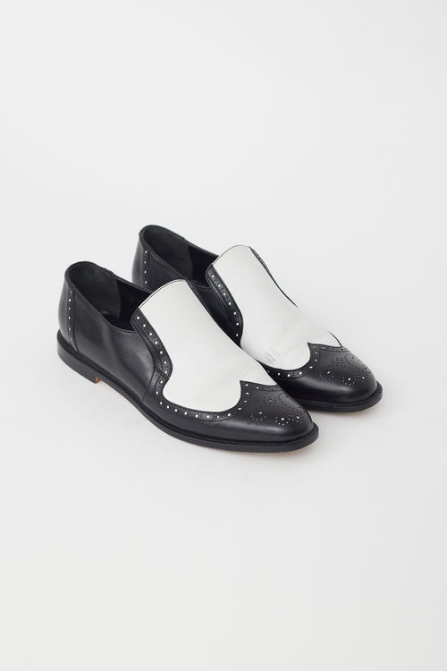 Manolo Blahnik Black & White Leather Loafer