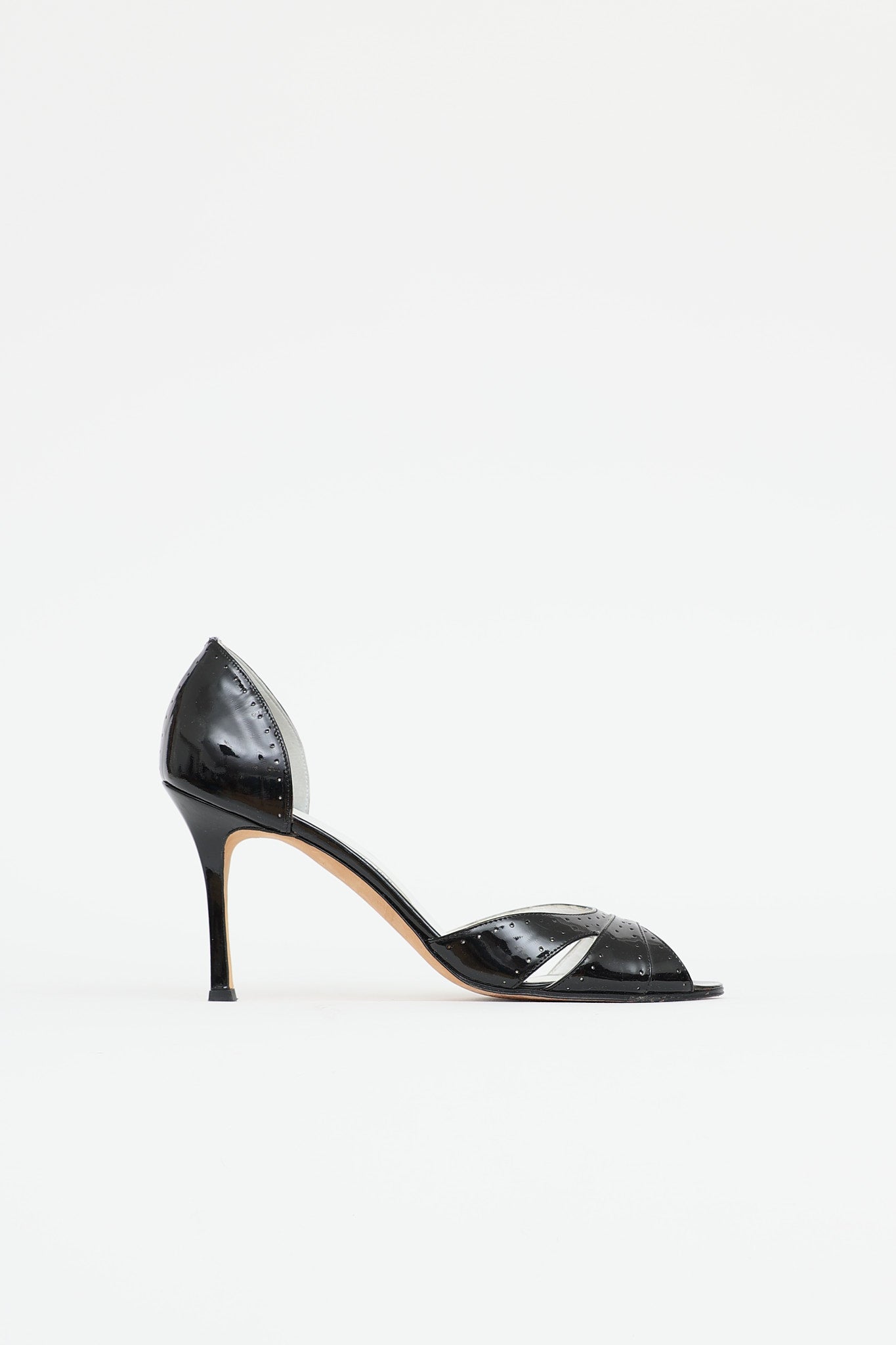 Manolo BlahnikPatent Brogue Peep Toe Pump