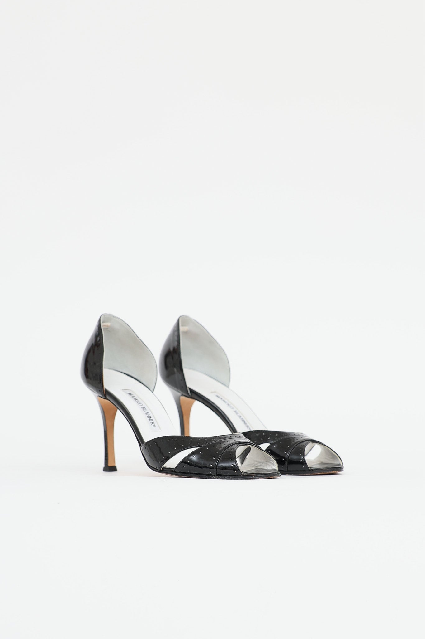 Manolo BlahnikPatent Brogue Peep Toe Pump