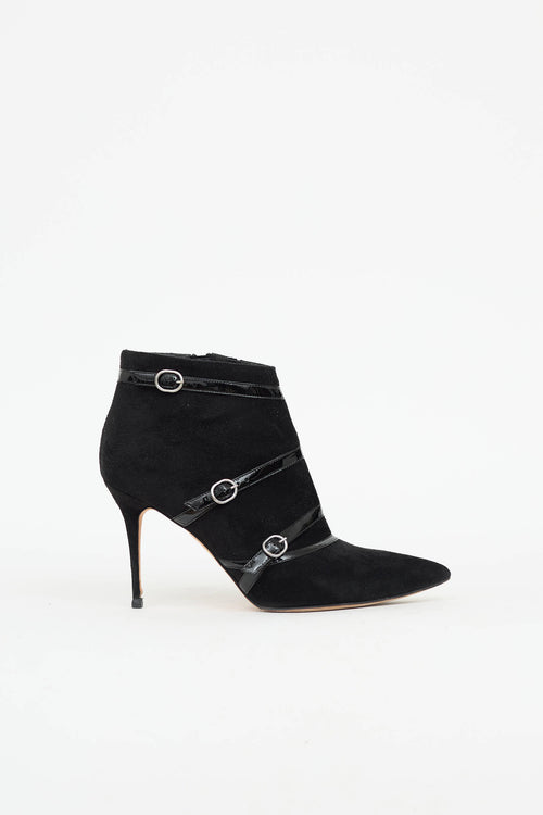 Manolo Blahnik Suede Buckle Bootie