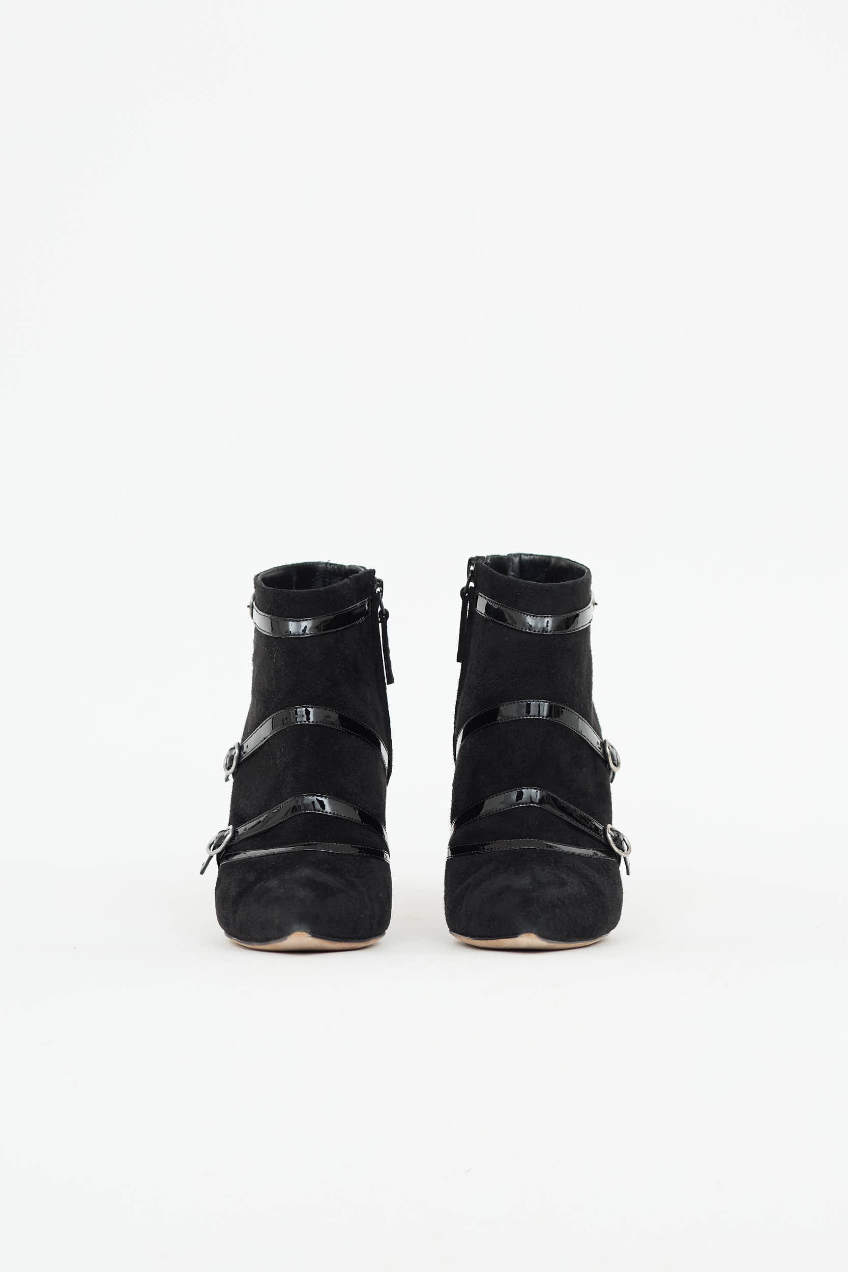 Manolo Blahnik Suede Buckle Bootie