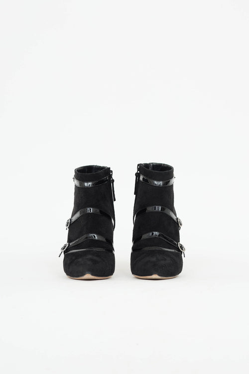 Manolo Blahnik Suede Buckle Bootie