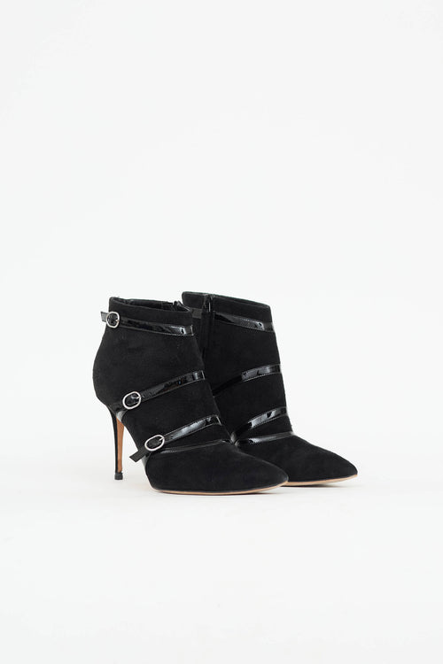 Manolo Blahnik Suede Buckle Bootie