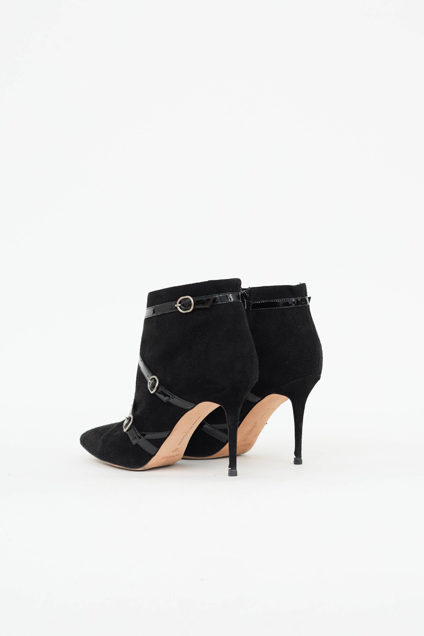 Manolo Blahnik Suede Buckle Bootie