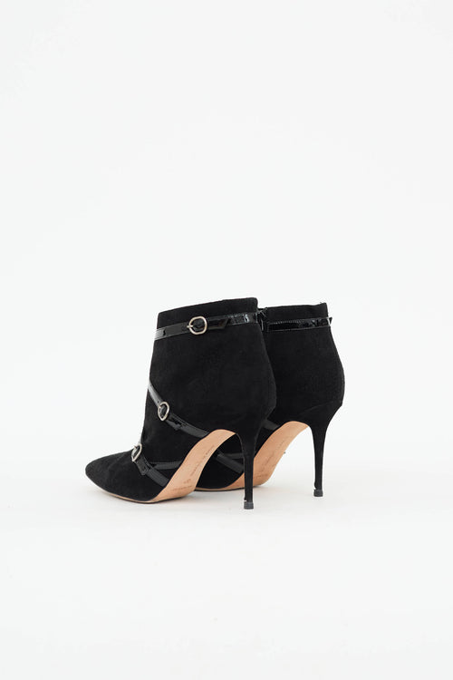 Manolo Blahnik Suede Buckle Bootie
