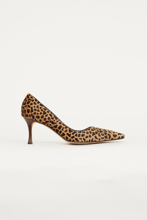 Manolo Blahnik Brown & Beige Textured Patterned Pump