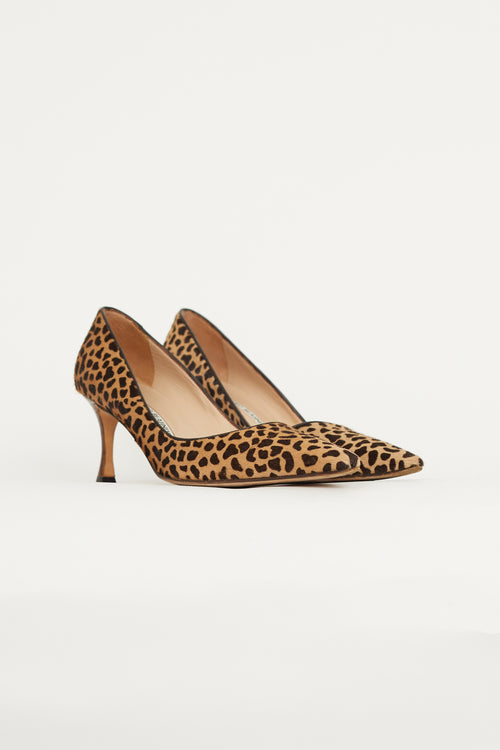 Manolo Blahnik Brown & Beige Textured Patterned Pump