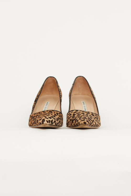 Manolo Blahnik Brown & Beige Textured Patterned Pump