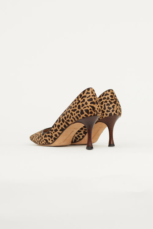 Manolo Blahnik Brown & Beige Textured Patterned Pump
