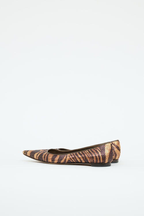 Manolo Blahnik Patterned Sequin Flat