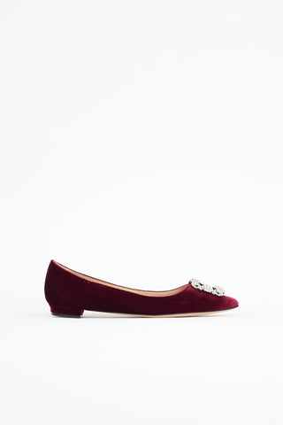 Manolo Blahnik Hangisi Velvet Flat