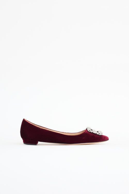 Manolo Blahnik Hangisi Velvet Flat