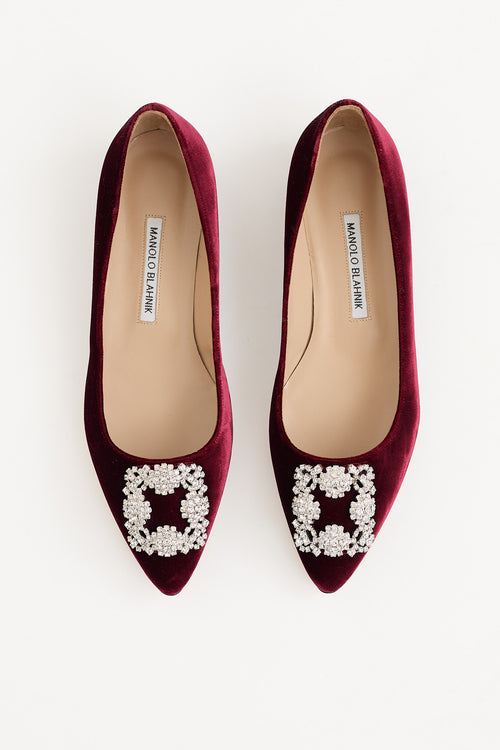 Manolo Blahnik Hangisi Velvet Flat