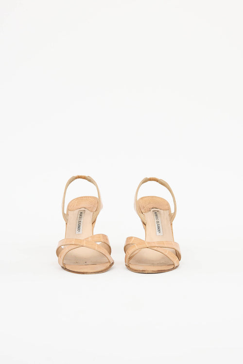 Manolo Blahnik Embossed Slingback Sandal