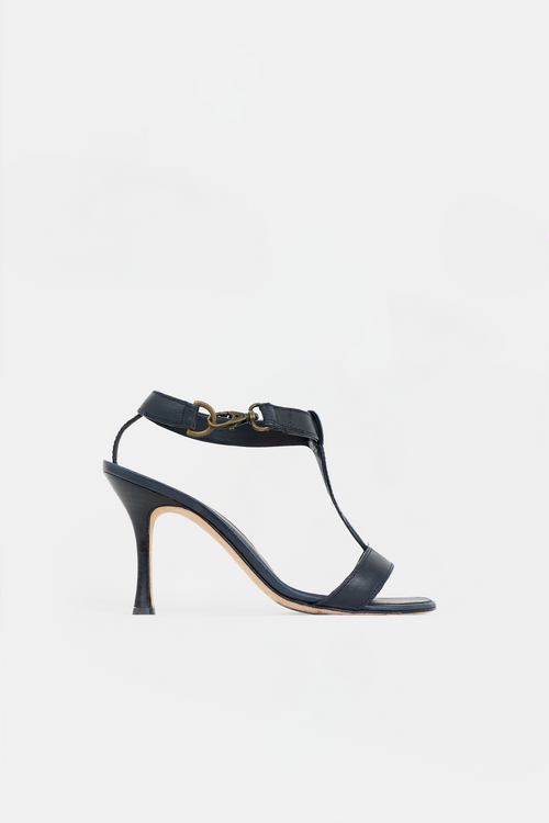 Manolo Blahnik Leather T-Strap Sandal